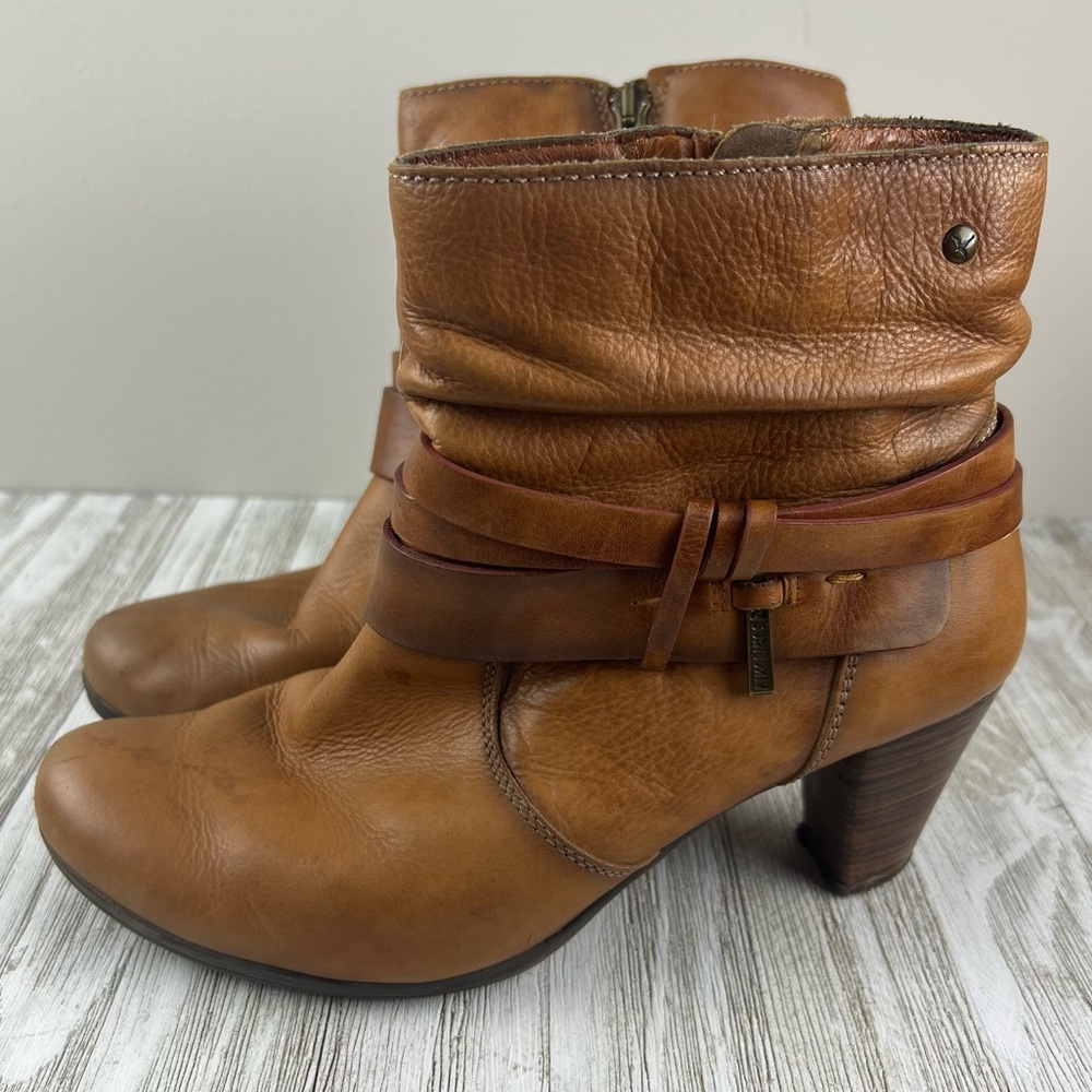 Pikolinos 39 Brown Tan Leather Slouchy Ankle Boots